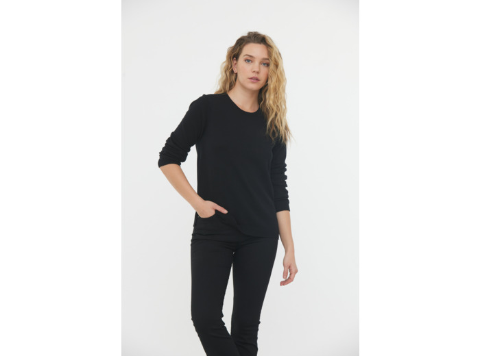 Pull basique esprit «liquette» col rond en coton bio