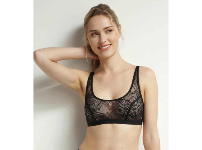 Brassière femme en dentelle noire à feuillage Mod de Dim