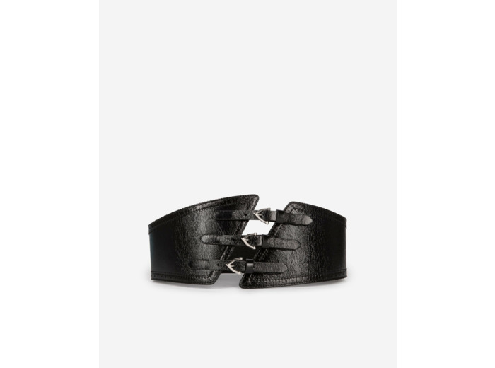 Ceinture En Cuir Avec Trois Boucles black