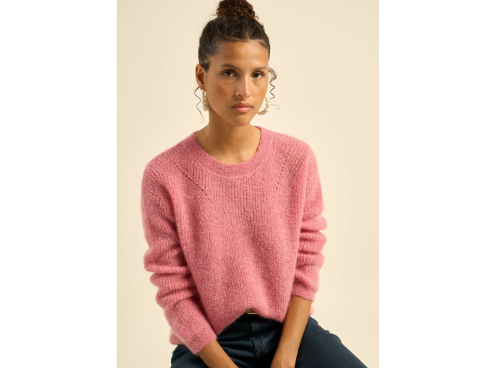 Pull col rond à détails tricotés