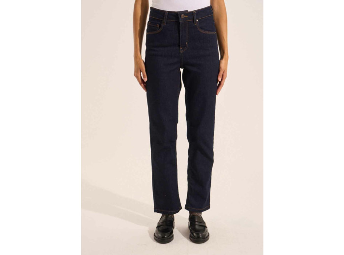 Jean droit taille haute cinq poches
