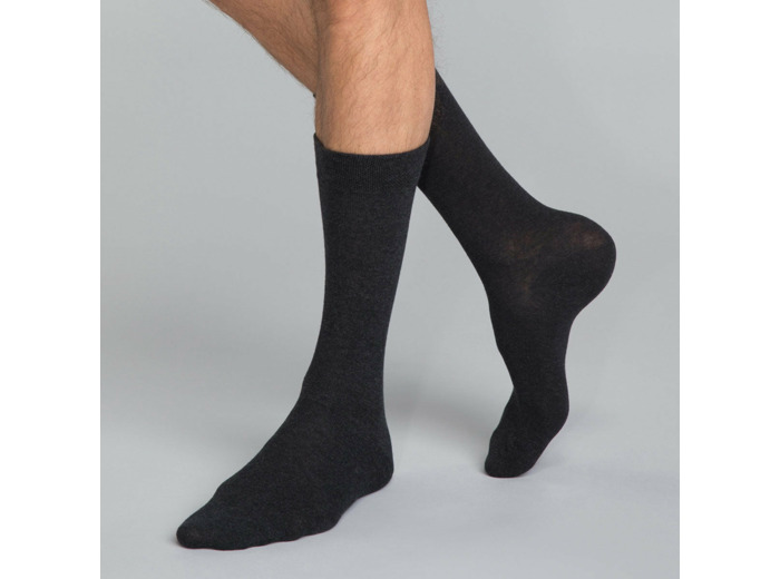 Mi-chaussettes coton X3 anthracite Homme Basic Coton