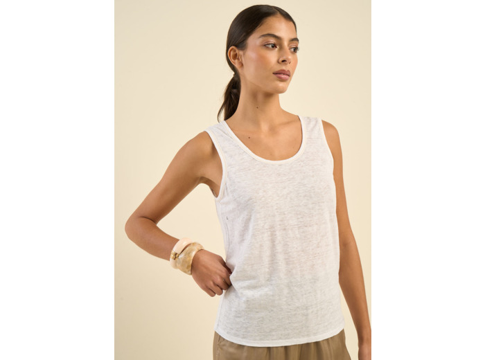 Débardeur en lin à col rond