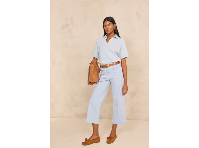 Jean cropped large à rayures ROMA BIS