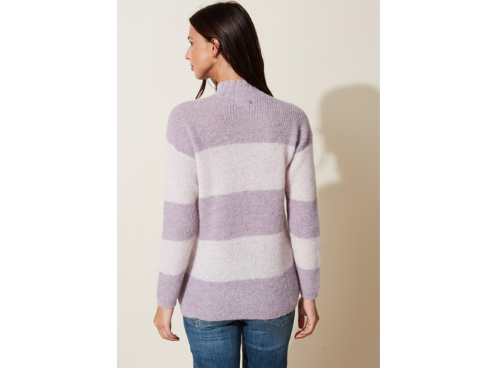 Pull rayé en mohair et alpaga