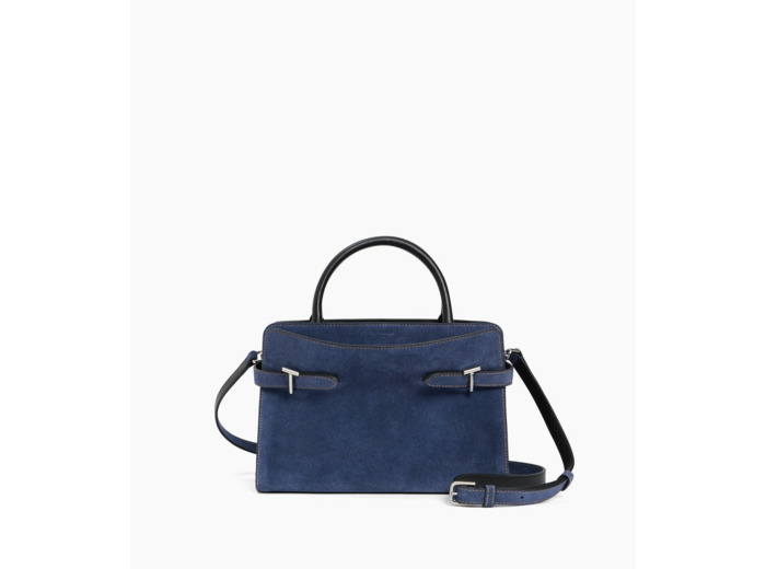 Sac à main moyen modèle Emie en cuir suède effet denim