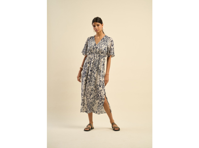 Robe longue imprimée Ikat