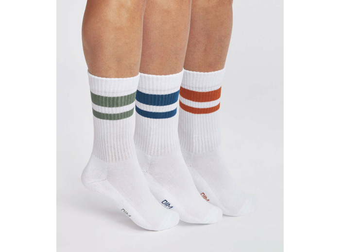 Lot de 3 paires de chaussettes homme en coton Blanc Vert EcoDim Sport