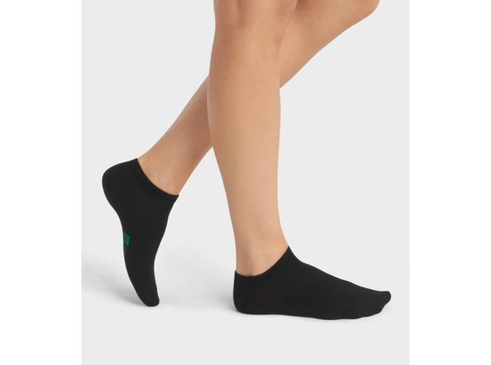 Lot de 2 paires de socquettes femme en coton bio Noir Dim Good