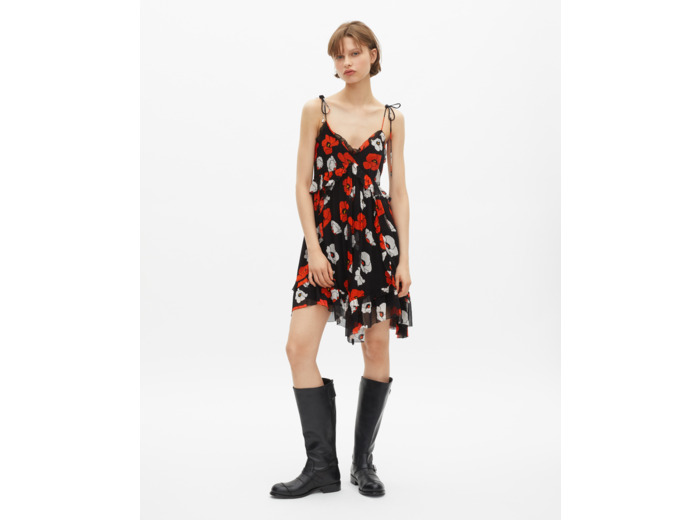 Robe courte imprimé fleuri noire black