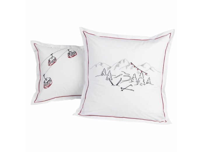 Taie oreiller Vosges | Linge de lit brodé | Tradition des Vosges