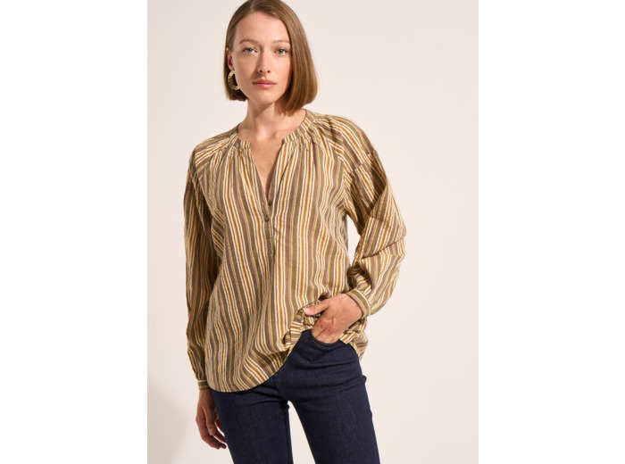 Blouse ample rayée à manches longues
