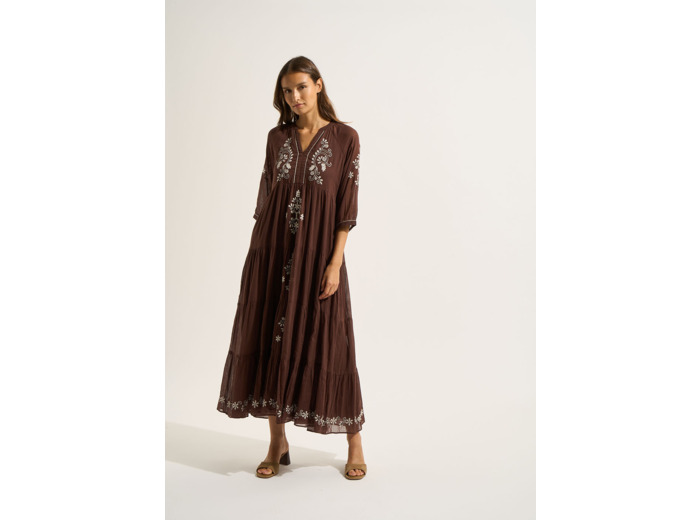 Robe longue oversize brodée