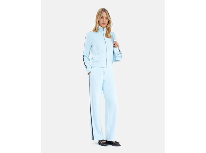 Sweat velours et strass baby blue
