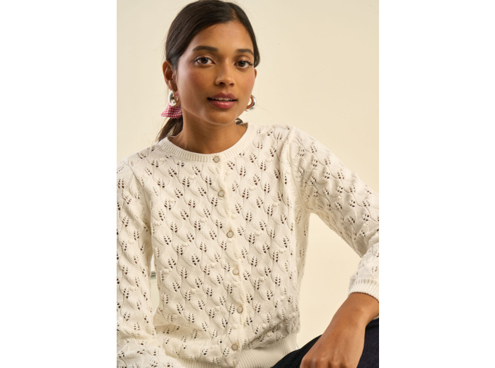 Gilet à maille ajourée 100% coton