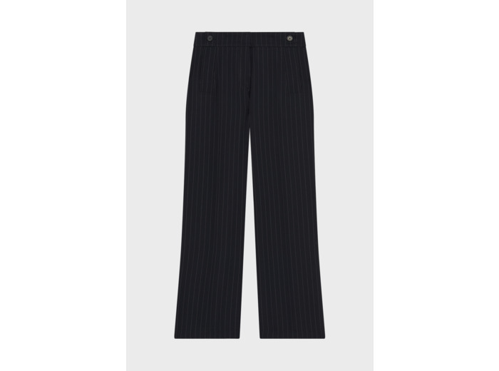 Pantalon large de tailleur à fines rayures