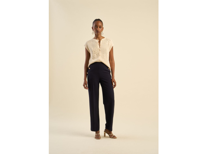 Pantalon effet pont à boutons dorés
