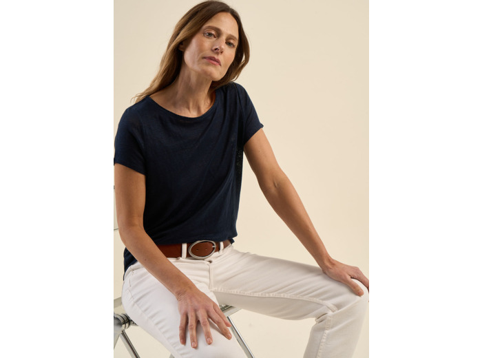 T-shirt en lin col bateau détail lurex