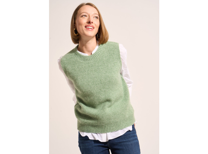 Pull sans manche à col rond