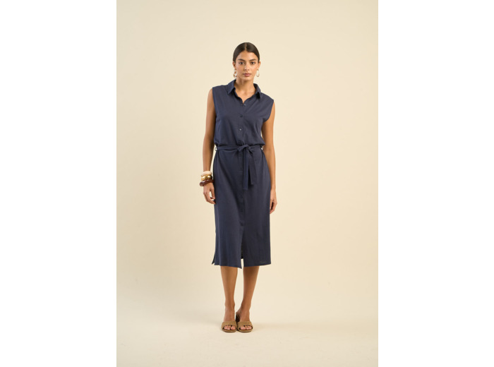 Robe chemise avec lien à nouer