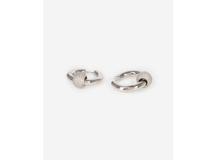 Boucles d'oreilles créole argentée et strass silver
