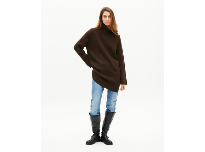 Robe courte en laine marron brown
