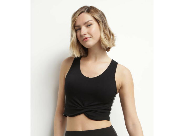 Débardeur de sport femme en viscose noire avec brassière Dim Move