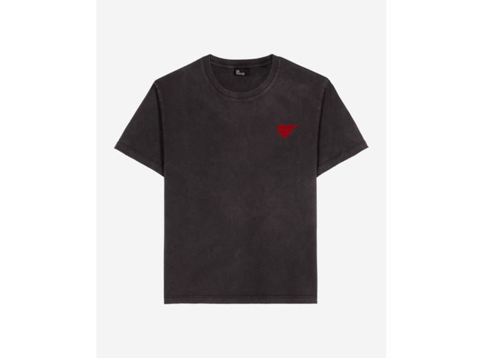 T-shirt avec flocage cœur noir black washed