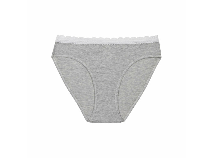 Culotte fille coton stretch à ceinture dentelle Gris Chiné Dim trendy