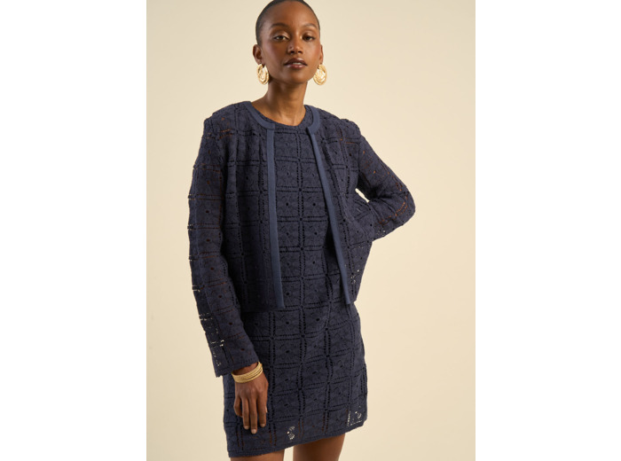 Veste manches longues en dentelle ajourée