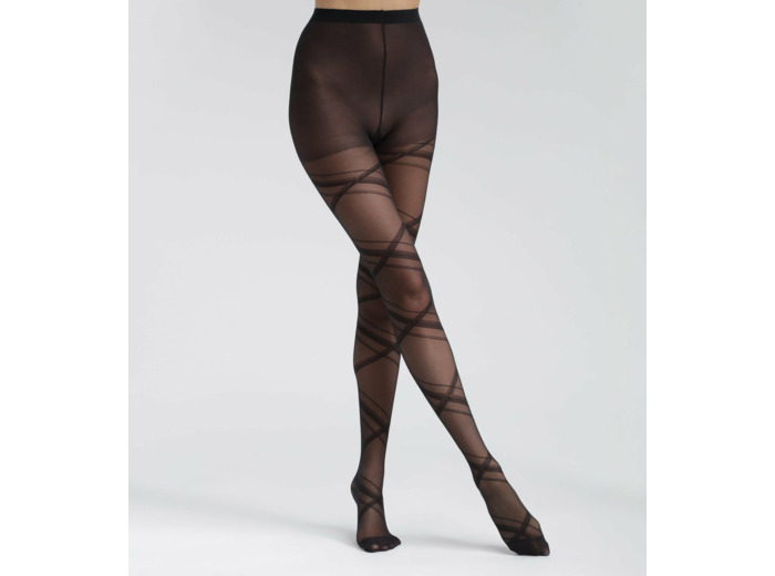 Collant femme semi-opaque à motif ruban Noir Dim Style