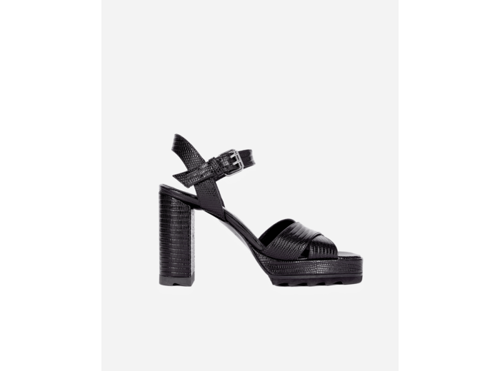 Chaussures a talon en cuir embossé serpent black