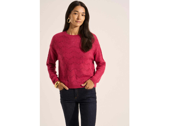 Pull col rond avec jeu de points ajourés