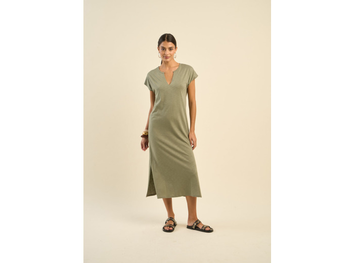 Robe droite col tunisien
