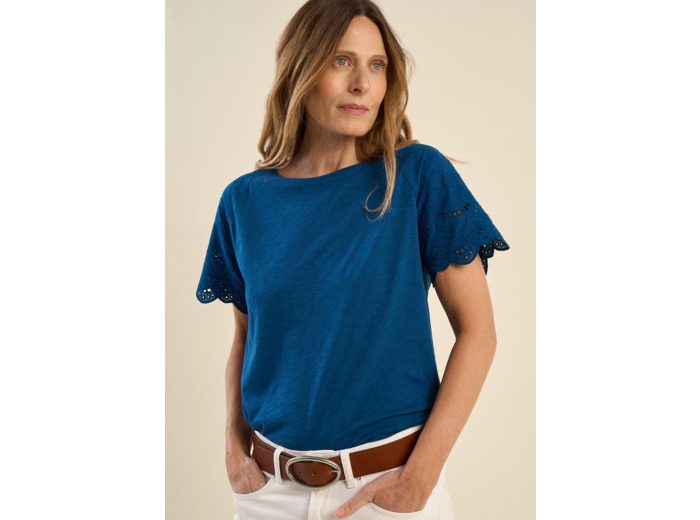 T-shirt manches raglan broderies anglaises