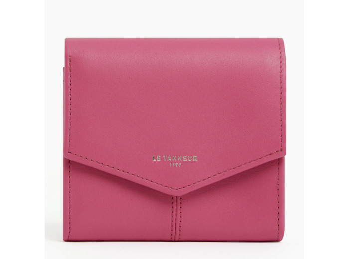 Petit portefeuille zippé Charlotte en cuir lisse