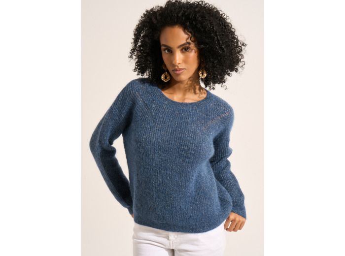 Pull col rond à détails brillants