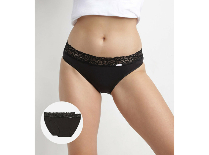 Lot de 2 slips noirs Coton Plus Féminine forme midi