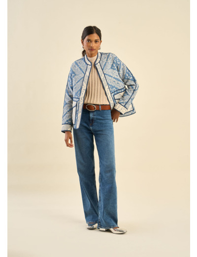 Jean large taille haute sans coutures