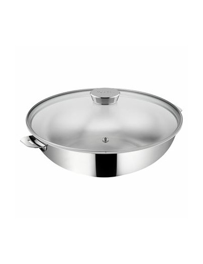 Poele Wok Inox Salvaspazio Avec Couvercle 26 Cm (3,3L)