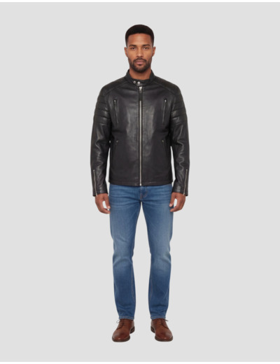 Blouson motard, cuir d'agneau