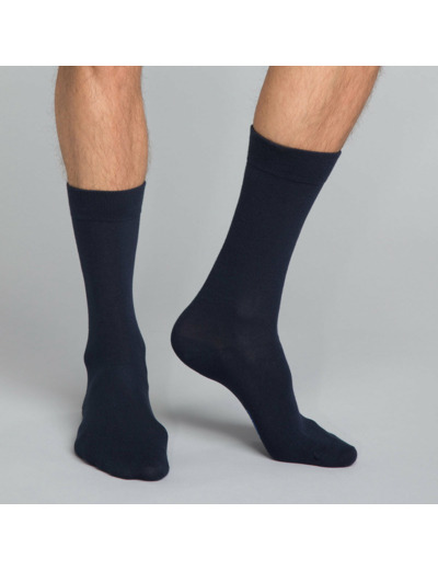 Mi-chaussettes classique coton X3 bleu Homme Basic Coton