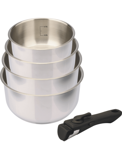 COMETE 4 Casseroles inox 14 à 20cm amov