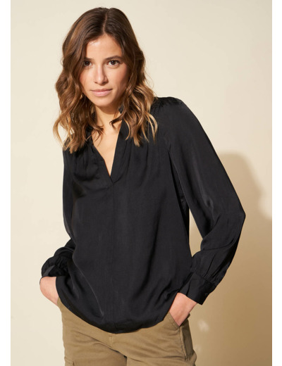 Blouse satiné à col tunisien