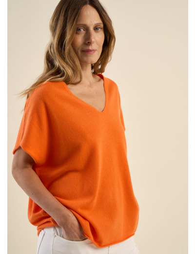 Pull manches courtes en cachemire