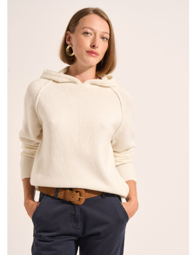Pull sweat à capuche en maille épaisse