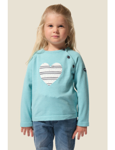 Pull fille col rond avec manches raglan Lizoe