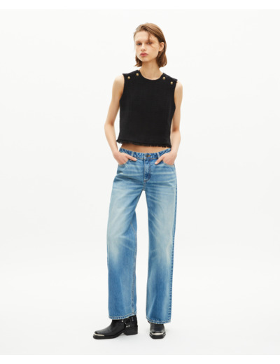 Top en tweed noir black