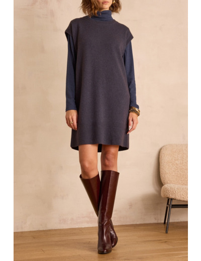Robe pull sans manches en laine RAPHAELLE