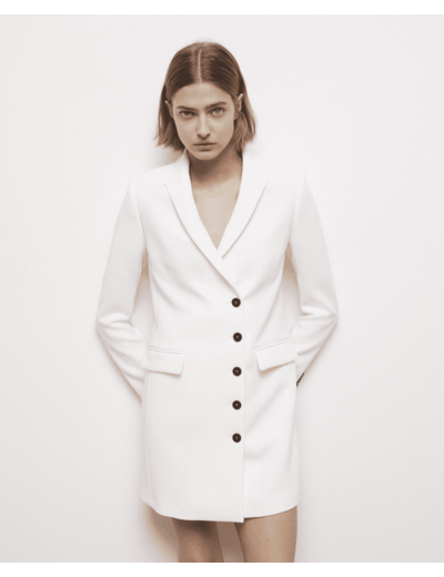Robe tailleur manches longues ecru